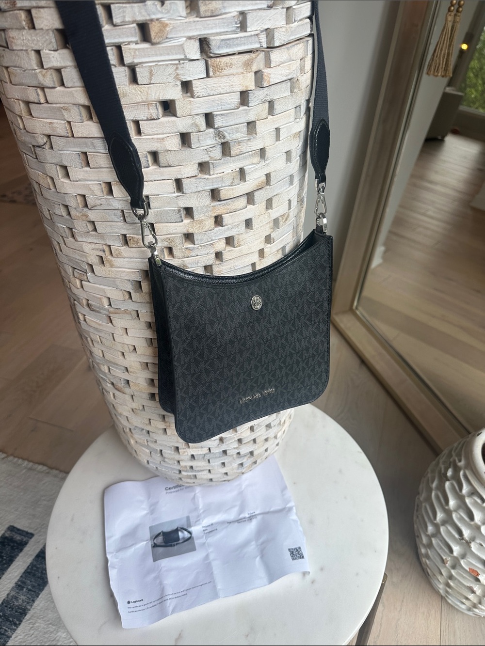 Michael Kors Black MK Logo Messenger Crossbody